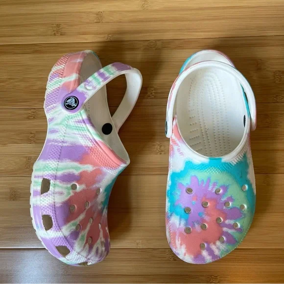Pastel Tie Dye Crocs Pink Womens Tie Dye Crocs Size CROCS Shoes
